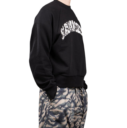 Chaos Black Distressed Arch Logo Crewneck